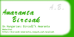 amaranta bircsak business card